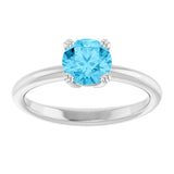 Natural Aquamarine 10k White Gold Solitaire Ring in
