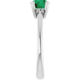 Lab-Grown Emerald 10k White Gold Solitaire Ring in