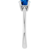 Lab-Grown Blue Sapphire 10k White Gold Solitaire Ring in