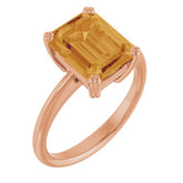 Natural Citrine Rose Gold Solitaire Ring in | emerald