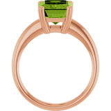 Natural Peridot Rose Gold Solitaire Ring in | emerald