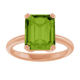 Natural Peridot Rose Gold Solitaire Ring in | emerald