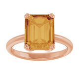 Natural Citrine Rose Gold Solitaire Ring in | emerald