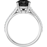 Cushion Black Onyx Accented Ring with Diamond Accents in Gold