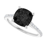 Cushion Black Onyx Accented Ring with Diamond Accents in Gold