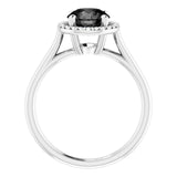Round Black Onyx Halo Ring with Diamond Accents in Gold
