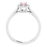 Oval Pink Mandganite Halo Ring with Diamond Accents in Gold