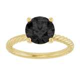Round Black Onyx Solitaire Ring in Gold