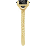 Round Black Onyx Solitaire Ring in Gold