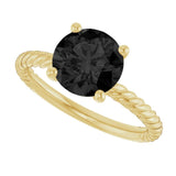 Round Black Onyx Solitaire Ring in Gold