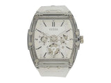 GUESS Men's Watch GW0203G1 – 43mm Transparent Dial, Silver-Tone Silicone Strap