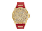Gold-Tone and Red Multifunction Watch – Oversized Crystal Dial