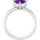 Trillion Amethyst & Diamond Accented Ring in Gold and Platinum