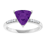 Trillion Amethyst & Diamond Accented Ring in Gold and Platinum