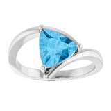 Trillion Swiss Blue Topaz Solitaire Ring in Gold | 8x8x8mm