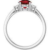 Round Mozambique Garnet Accented Ring with Diamond Accents in Gold
