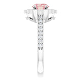 Oval Peach Mandganite & Diamond Halo Ring in Gold and Platinum