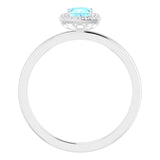 Square Aquamarine & Diamond Halo Ring in Gold and Platinum