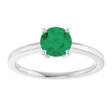 Round Lab-Grown Emerald Solitaire Ring in Gold and Platinum