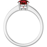 Round Mozambique Garnet Solitaire Ring in Gold and Platinum