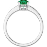 Round Lab-Grown Emerald Solitaire Ring in Gold and Platinum