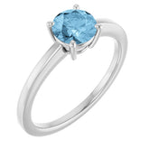 Round Sky Blue Topaz Solitaire Ring in Gold and Platinum