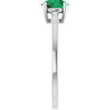 Round Lab-Grown Emerald Solitaire Ring in Gold and Platinum