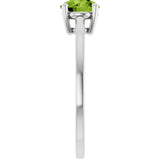Round Peridot Solitaire Ring in Gold and Platinum