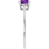 Round Amethyst Solitaire Ring in Gold and Platinum