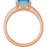 Emerald Sky Blue Topaz Solitaire Ring in Gold and Platinum
