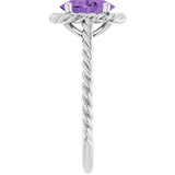 Oval Amethyst Solitaire Ring in Gold and Platinum