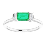 Emerald Emerald & Diamond Stackable Ring in Gold and Platinum