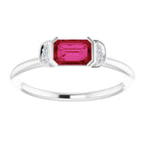 Emerald Ruby & Diamond Stackable Ring in Gold and Platinum