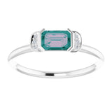 Emerald Lab-Grown Alexandrite & Diamond Ring in Gold and Platinum