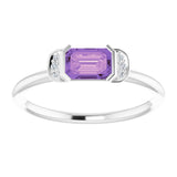 Emerald Amethyst & Diamond Stackable Ring in Gold and Platinum