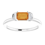 Emerald Citrine & Diamond Stackable Ring in Gold and Platinum