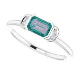 Emerald Lab-Grown Alexandrite & Diamond Ring in Gold and Platinum