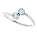 Round Sky Blue Topaz Two Stone Ring in Gold