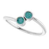 Round Lab-Grown Alexandrite Two Stone Ring in Gold