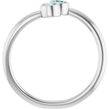 Round Aquamarine Two Stone Ring in Gold
