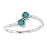 Round Lab-Grown Alexandrite Two Stone Ring in Gold