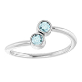 Round Sky Blue Topaz Two Stone Ring in Gold