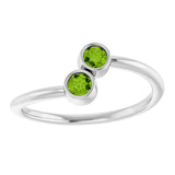 Round Peridot Two Stone Ring in Gold