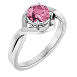 Round Pink Tourmaline Solitaire Ring in White Gold