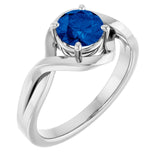 Round Lab-Grown Blue Sapphire Solitaire Ring in White Gold