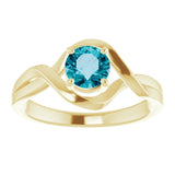 Round London Blue Topaz Solitaire Ring in Yellow Gold