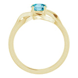 Round London Blue Topaz Solitaire Ring in Yellow Gold