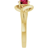 Round Lab-Grown Ruby Solitaire Ring in Yellow Gold