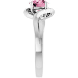 Round Pink Tourmaline Solitaire Ring in White Gold