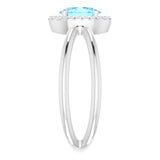 Oval Aquamarine Halo Ring with Diamond Accents in Gold and Platinum